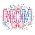 Mom – Floral Checkered Digital Art Print