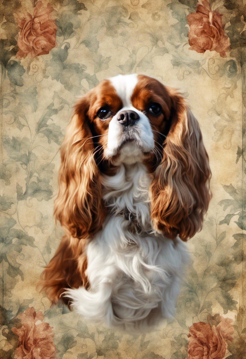 Cavalier King Charles Blenheim - Vintage Floral Portrait