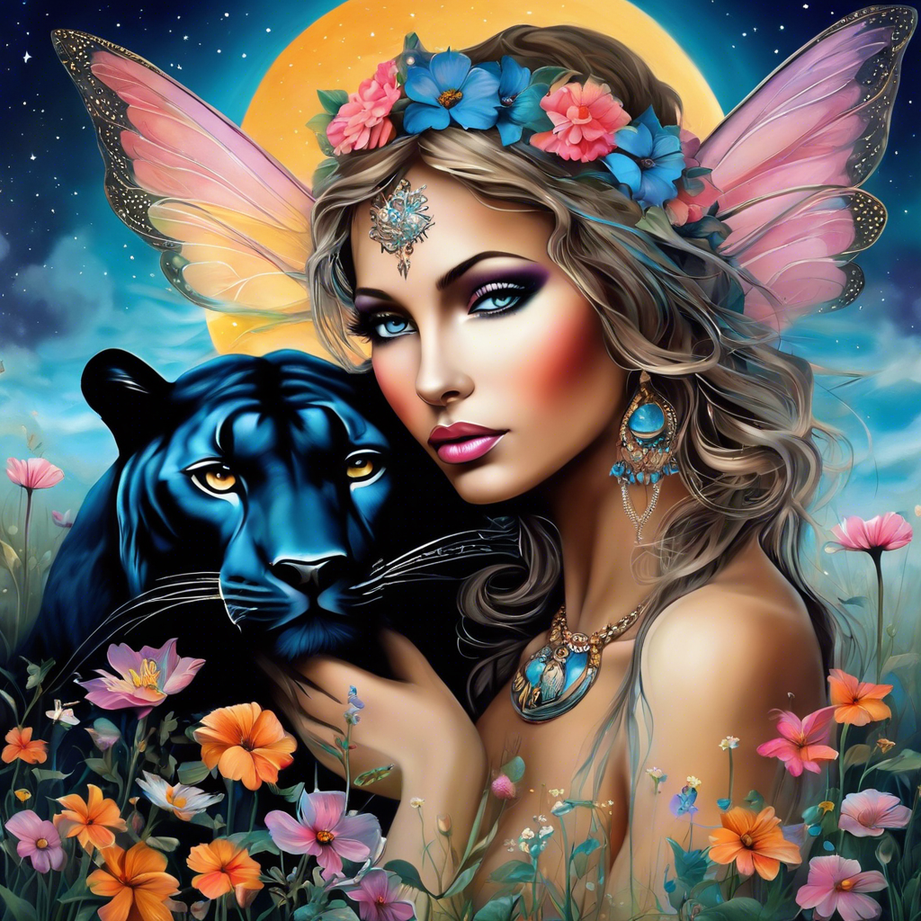 Butterfly Fairy & Black Panther – AI Art Print