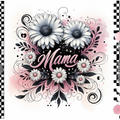 MAMA – Black & Pink Floral Art Print