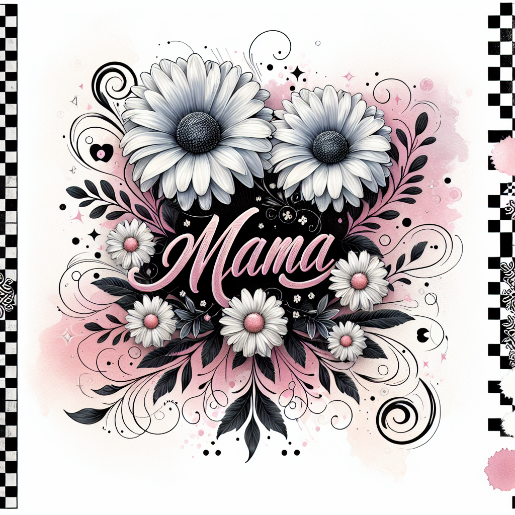 MAMA – Black & Pink Floral Art Print