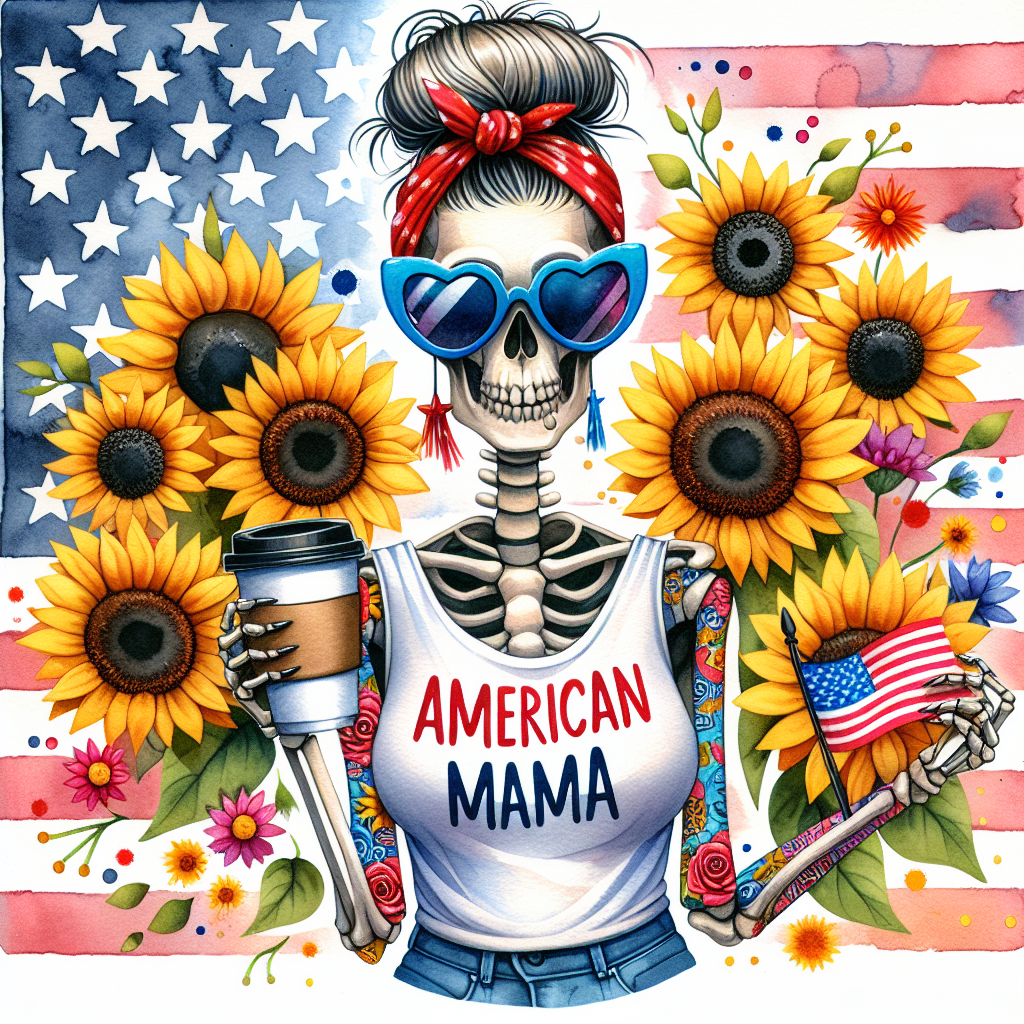 American MAMA – Skeleton Digital Art Print