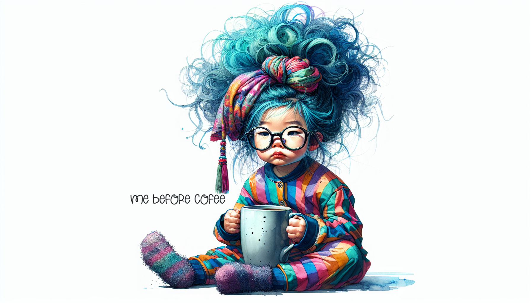 Me Before Coffee — Grumpy Toddler AI Art Print – Digital Download