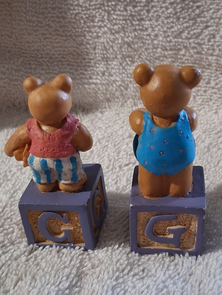 Boyds Bears Resin Alphabet Block Bear – G is for Gabrielle – Angel Bear – Letter G Figurine