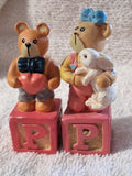 Boyds Bears Resin Alphabet Block Bear – P is for Parker – Heart Bear – Letter P Figurine