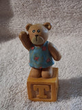 Boyds Bears Resin Alphabet Block Bear – T is for Trixie – Letter T Figurine