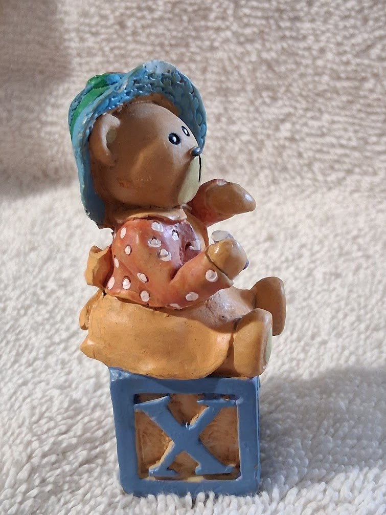 Boyds Bears Resin Alphabet Block Bear - X is for Xenia - Letter X for Xenia