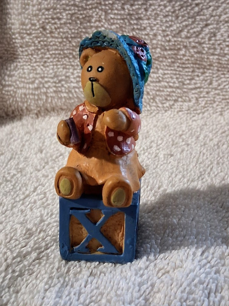 Boyds Bears Resin Alphabet Block Bear - X is for Xenia - Letter X for Xenia