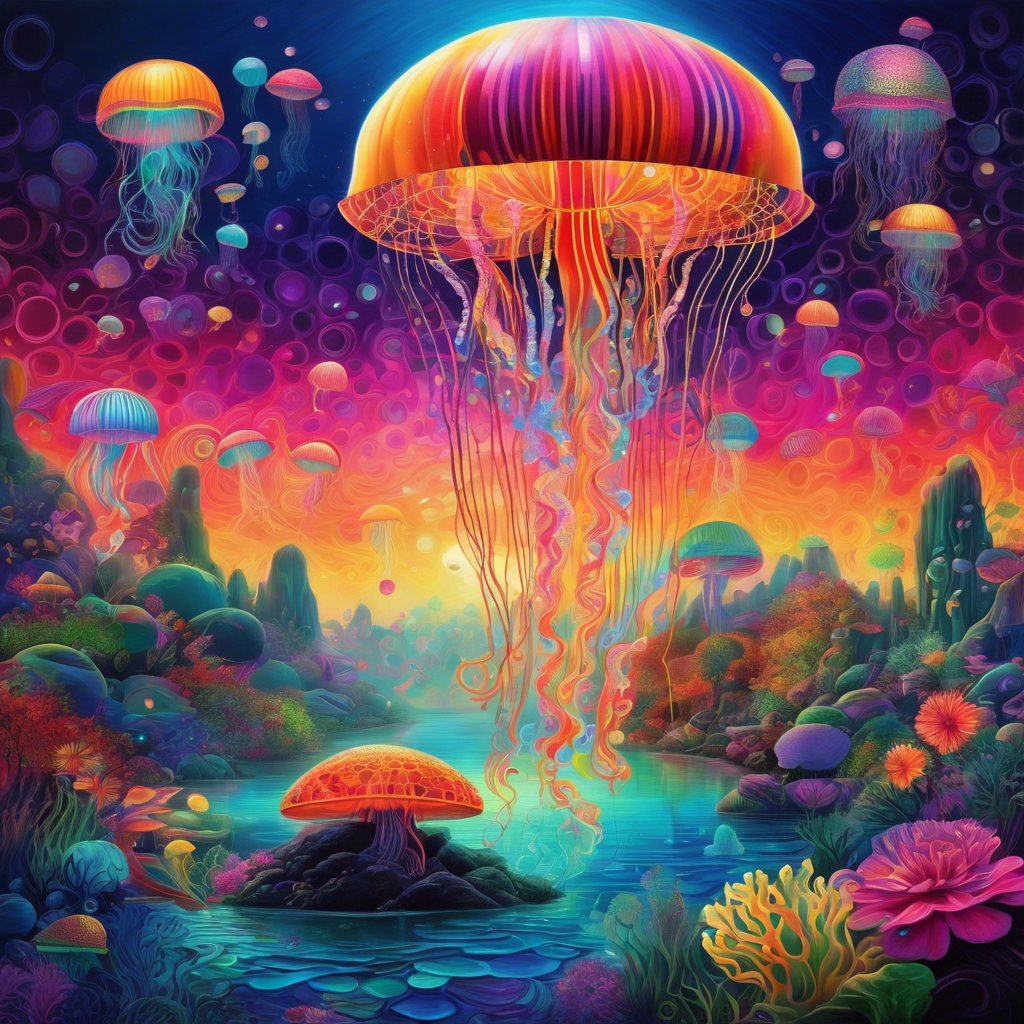 Jellyfish Dreamscape — Psychedelic Ocean Fantasy AI Art Print – Digital Download