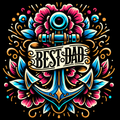 Best Dad Nautical Anchor Tattoo Style Digital Print