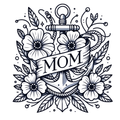 Mom Nautical Anchor Floral Tattoo Style Digital Print