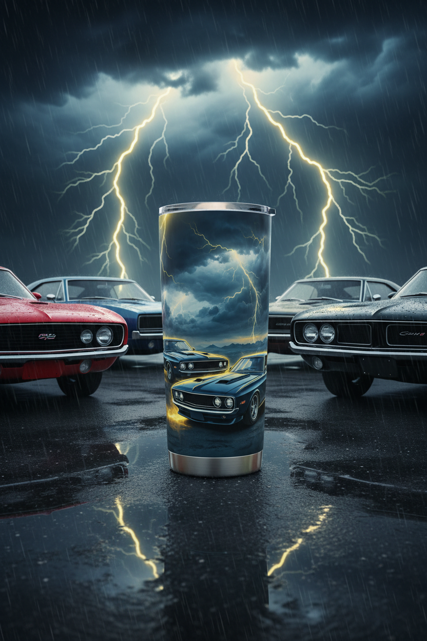 Muscle Car Storm 20oz Tumbler — Handmade One of a Kind