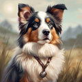 Australian Shepherd in the Golden Fields