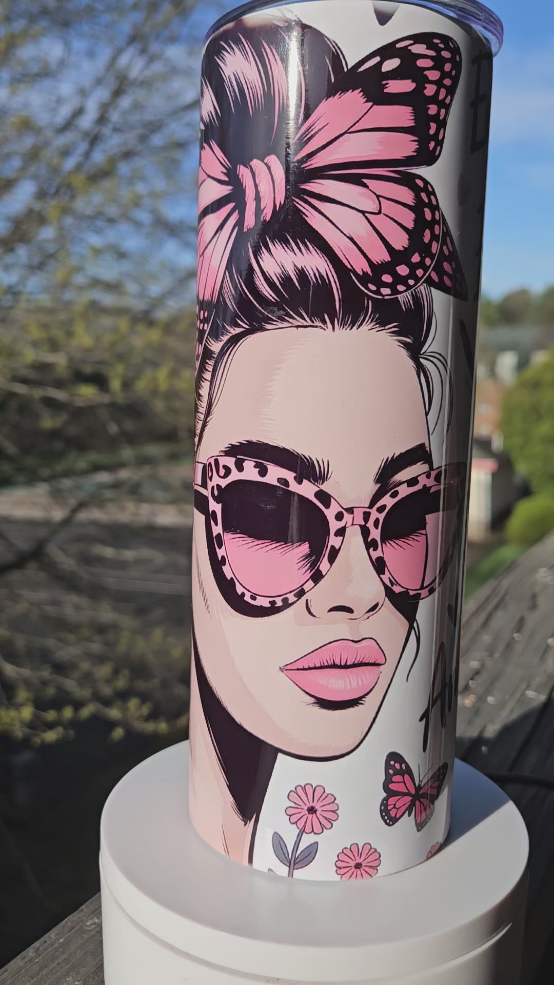 Empowered Glam Girl Butterfly 20oz Tumbler — Handmade One of a Kind