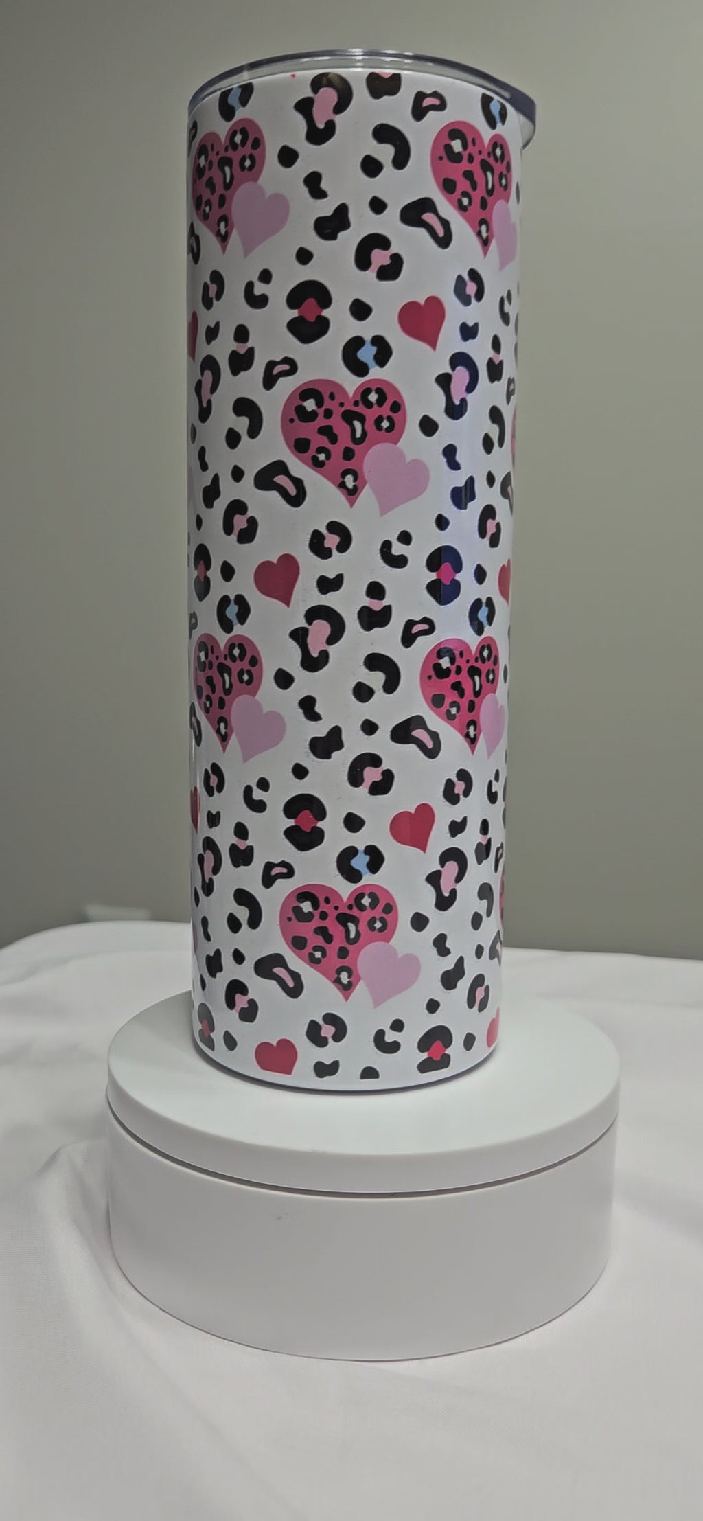 Leopard Hearts 20oz Tumbler — Handmade One of a Kind