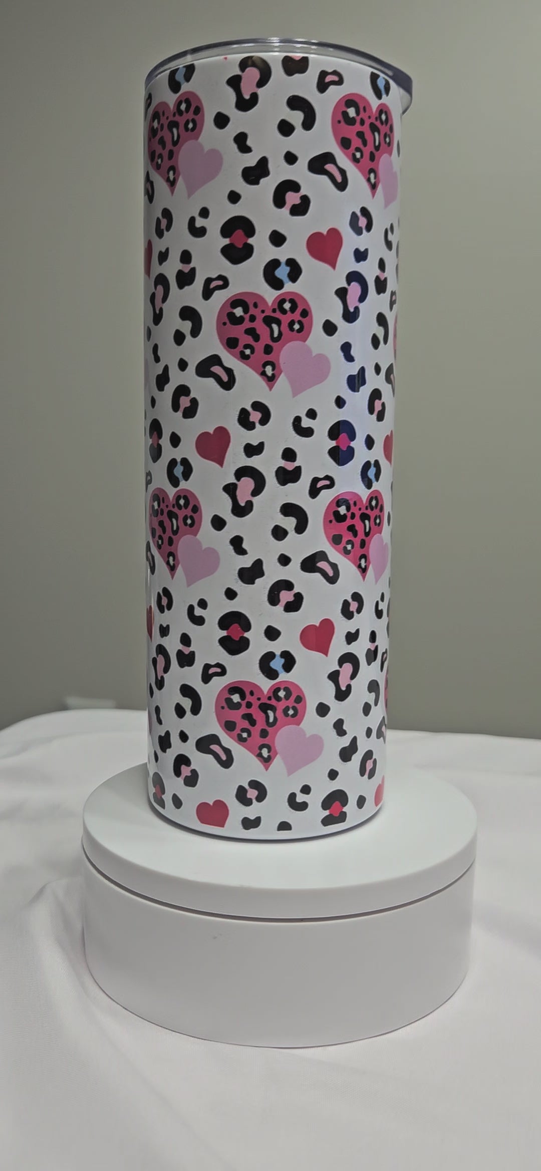 Leopard Hearts 20oz Tumbler — Handmade One of a Kind
