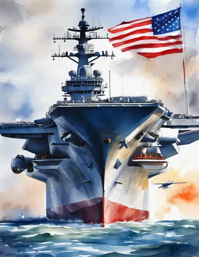 United States Navy Aircraft Carrier on the Ocean – Protecting Our Shores